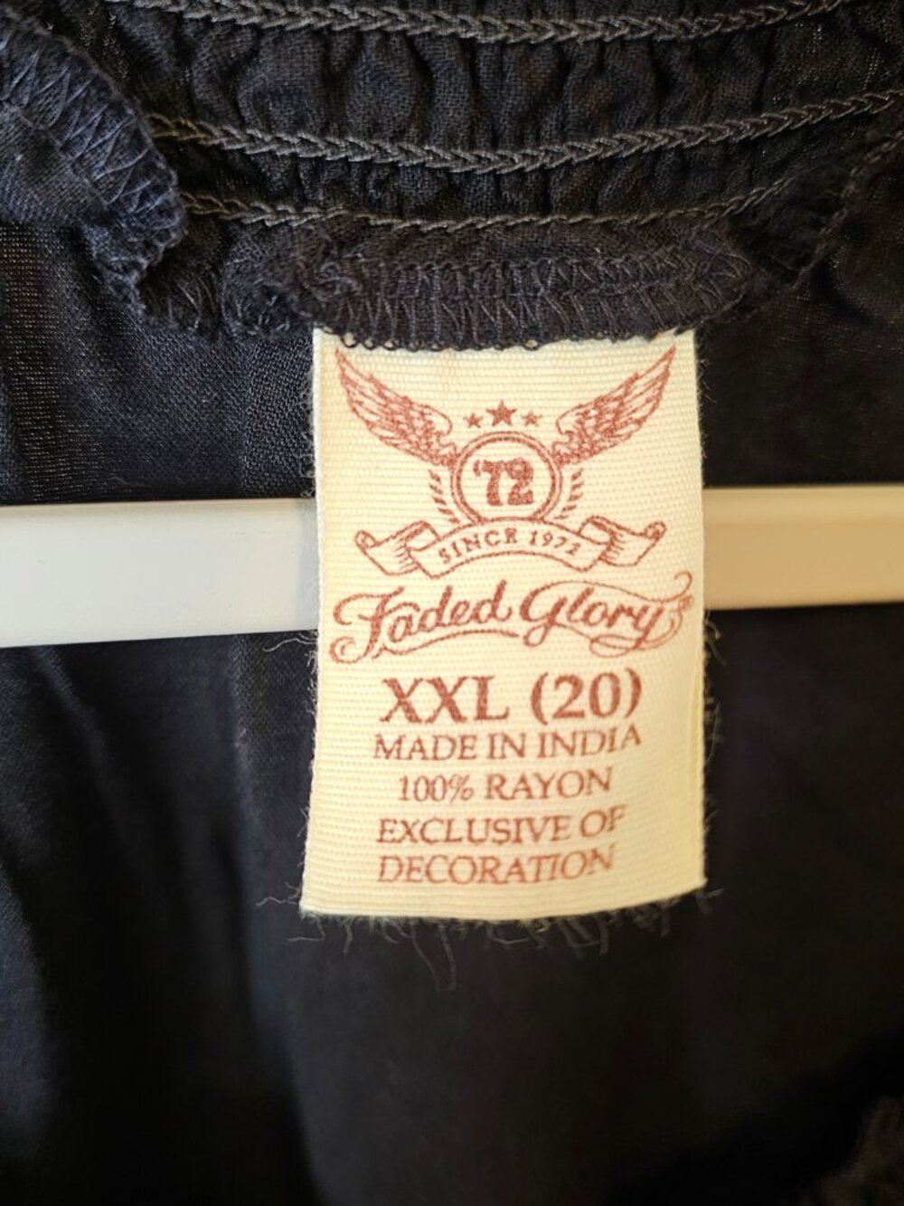 Faded Glory, Plus Size XXL (20), Tunic, Peasant Top, Black, 100% Rayon - Picture 3 of 8